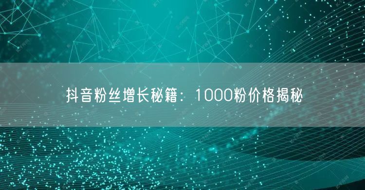 抖音粉丝增长秘籍：1000粉价格揭秘
