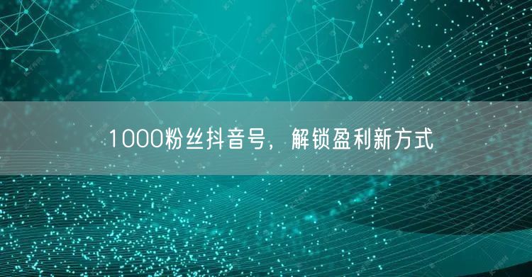 1000粉丝抖音号，解锁盈利新方式