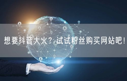想要抖音大火？试试粉丝购买网站吧！